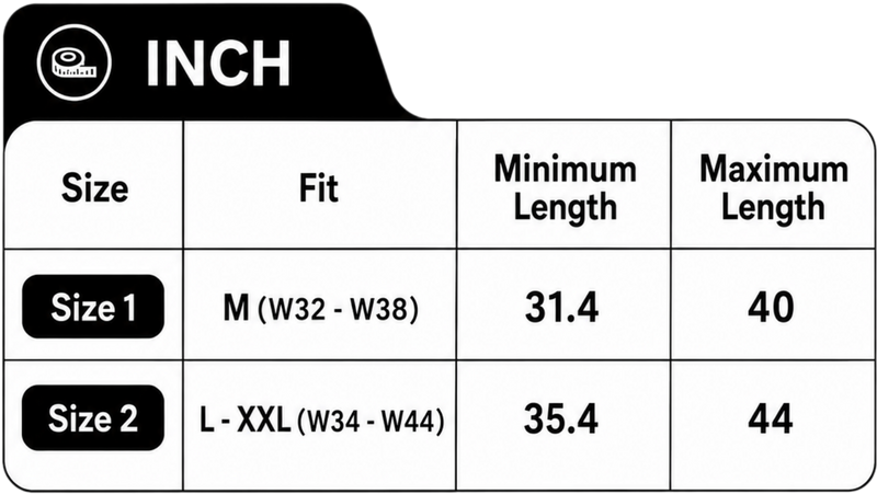 T-Rex Game Belt Imperial Size Chart