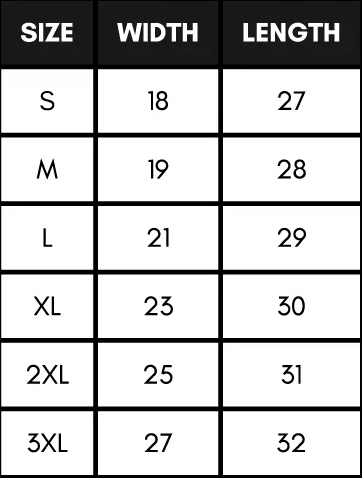 Finder Washed Tee Metric Size Chart